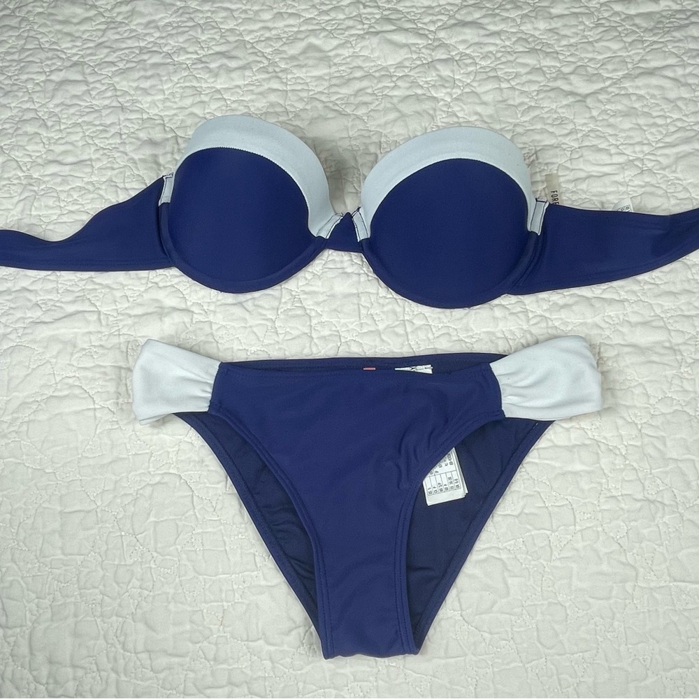 💖5/$25 NWOT Forever 21 Bikini Set Bottom & Top Blue White